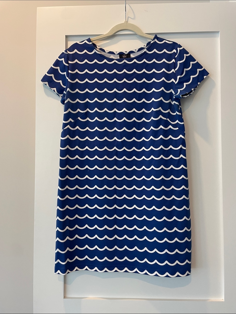 Sailor Sailor Blue & White Wave Print Short Sleeve Dress